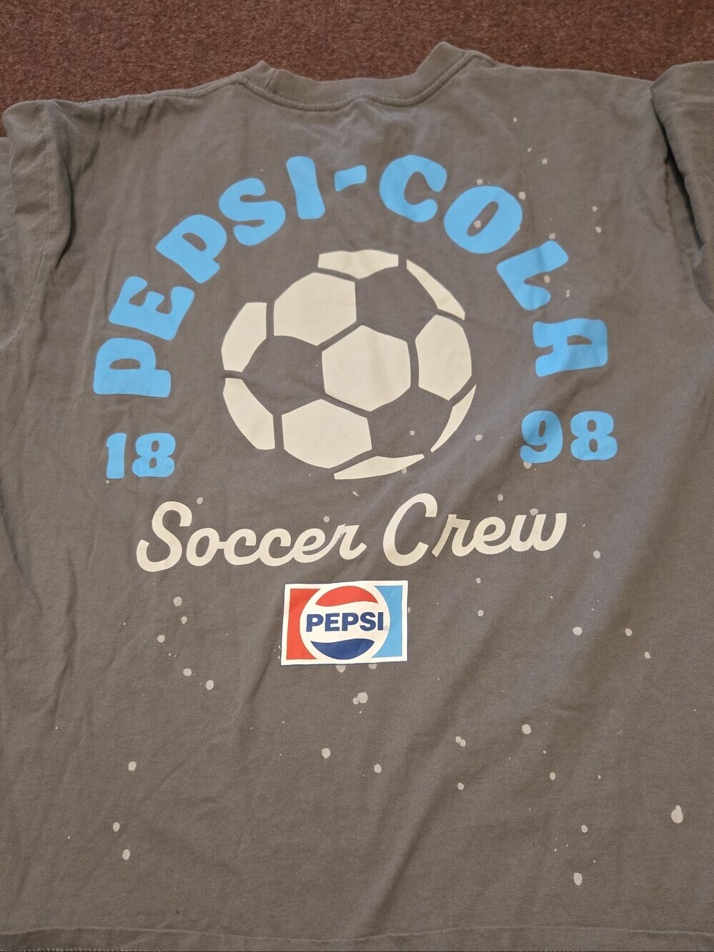 Pepsi Soccer Crew Relaxed Fit Graphic Shirt With Bleach Effect Mens Large